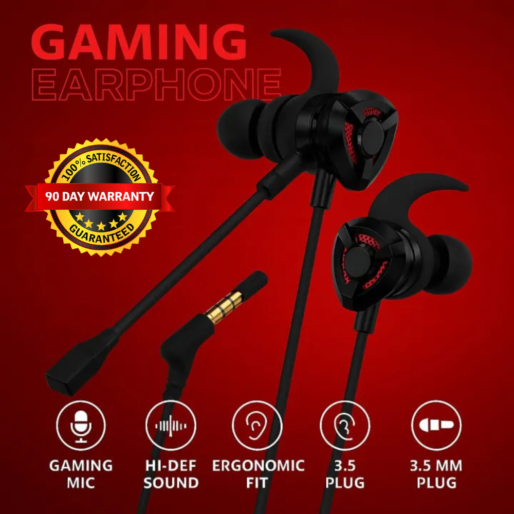 Gaming Handsfree – Wired Gaming Earphones with Mic – In-Ear Bass Stereo Sound – 3.5mm Jack for Mobile, PC, Laptop – Noise Cancelling Gaming Handsfree – Ergonomic Ear Hooks – For PUBG, Free Fire, Music, Calls – Durable & Comfortable Gaming Earbuds