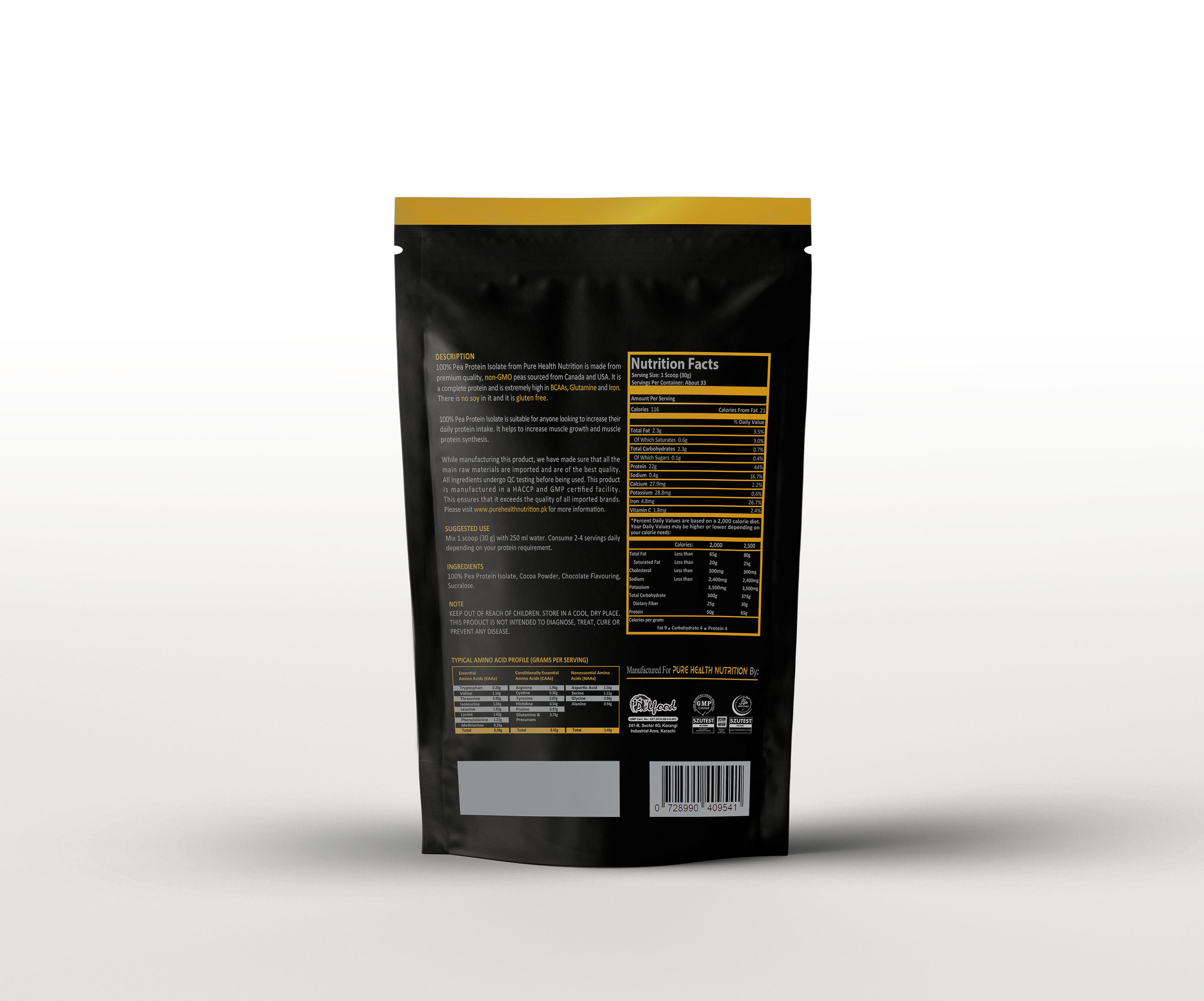 Pea Protein Isolate 1 kg (2.2 lbs) - Cafe Latte Coffee Flavour by Pure Health Nutrition