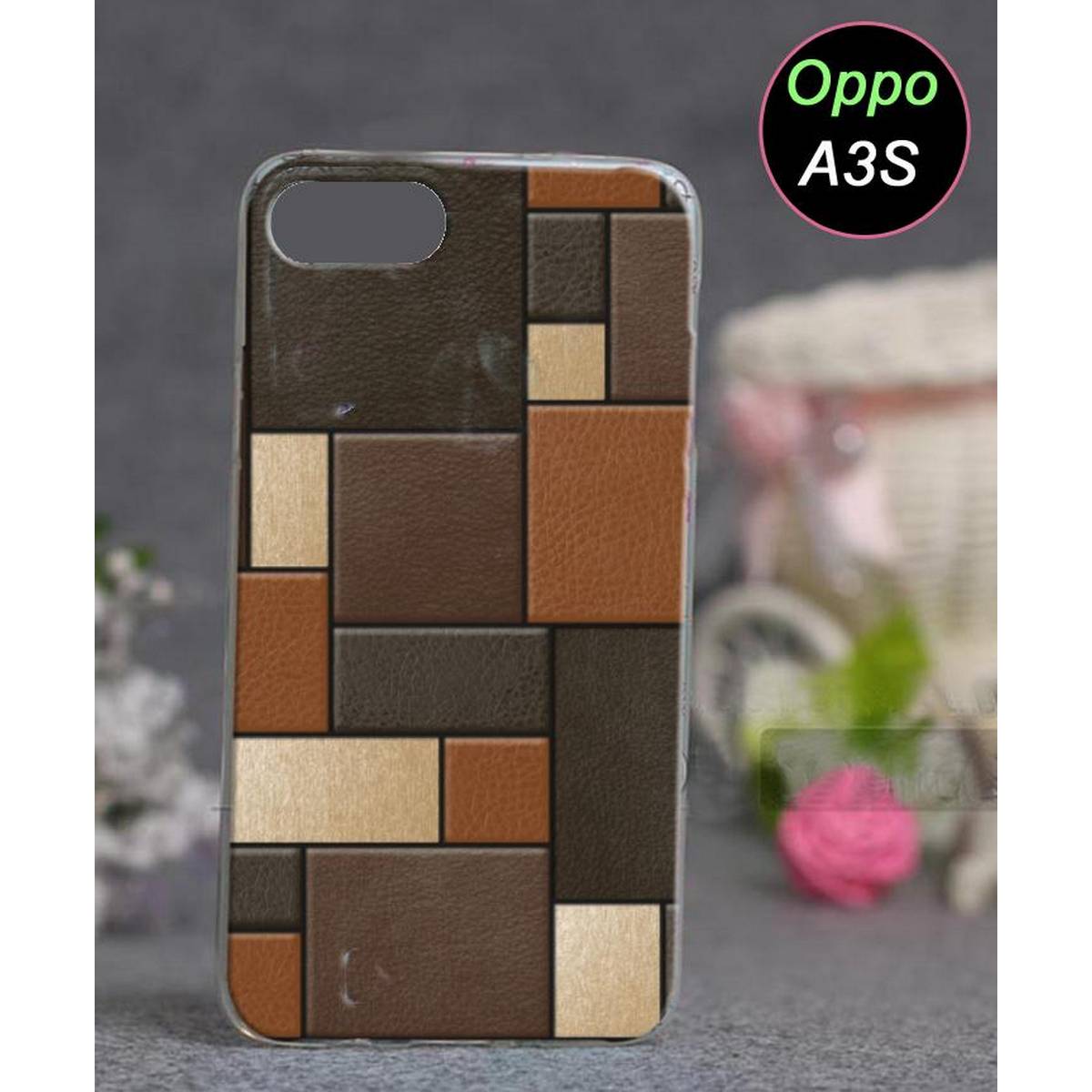 oppo a3s leather back cover