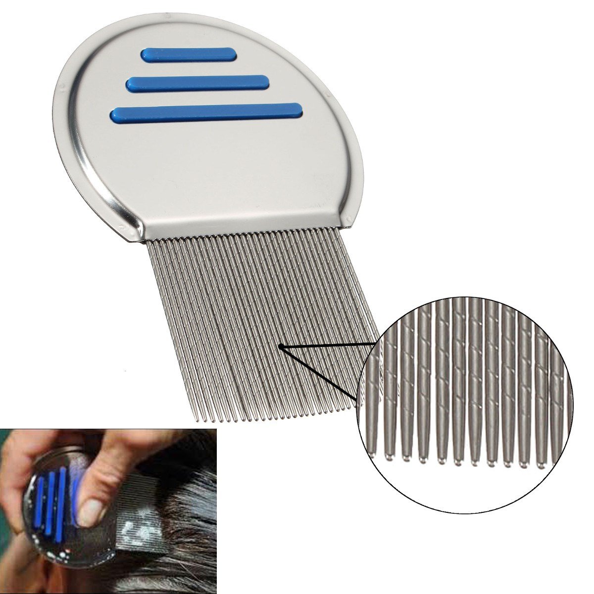 100% Original Stainless Steel Needles Manual Anti Lice Comb Metal Needles For Men Women Comb Grooved Pins Available