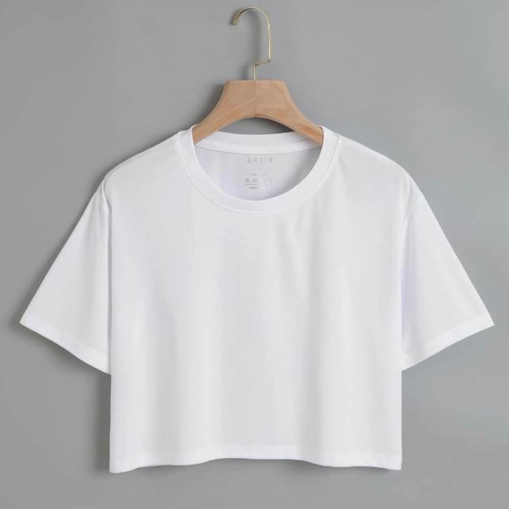 Plain Crop Tops Summer Round Neck Half Sleeves Gym Casual Printed Crop Tops For Girls Women And Ladies