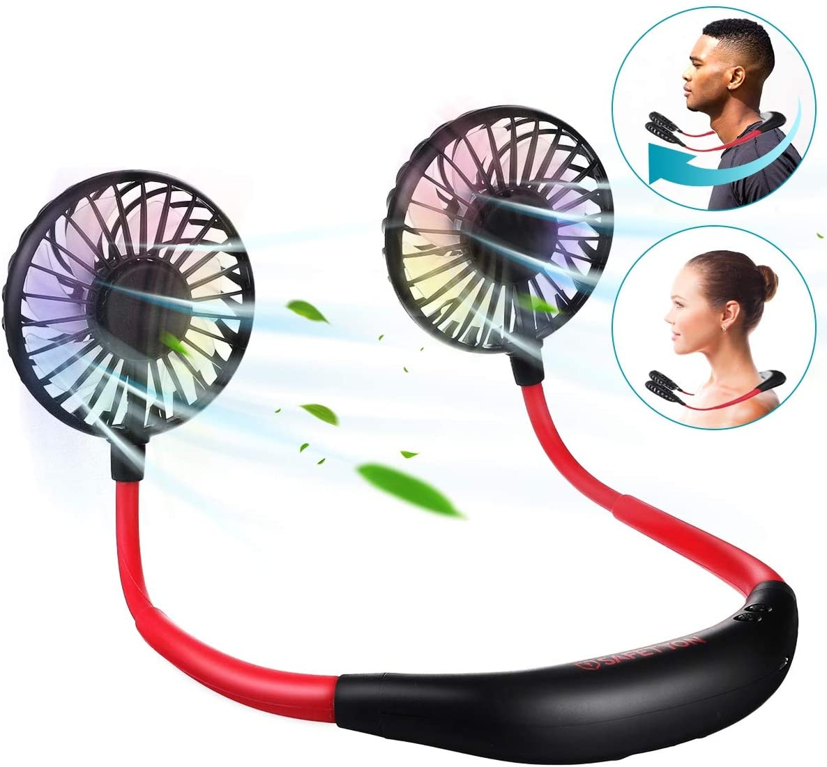 Hand Free Neck Fan, Rechargeable Mini Usb Personal Headphone Design