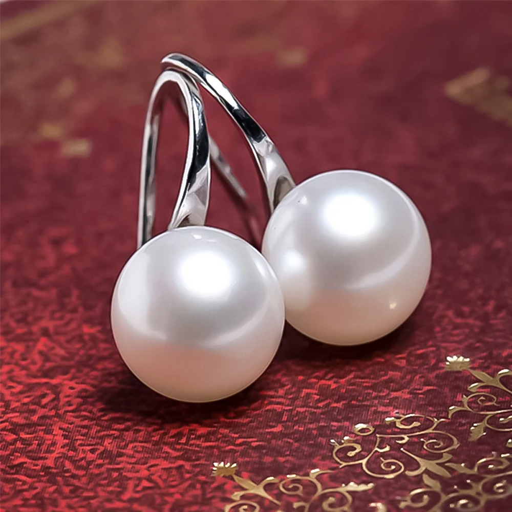 Sterling Silver Fashion Fresh water White Pearl Hook Drop Earrings for Women Natural Stone Bridal Wedding Gift Jewelry Accessories For Girls And Women FDS -0133