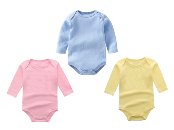 Pack of 3 Newborn Baby Romper/Bodysuit/Onesies for Baby Boy & Baby Girl In Cotton Stuff Full Sleeves - Colour- 0-12M