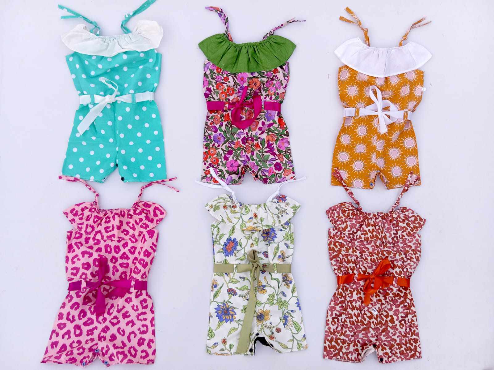 girl jump suits in sumer soft cotton stuff pack of 2 baby (random designs and prints)
