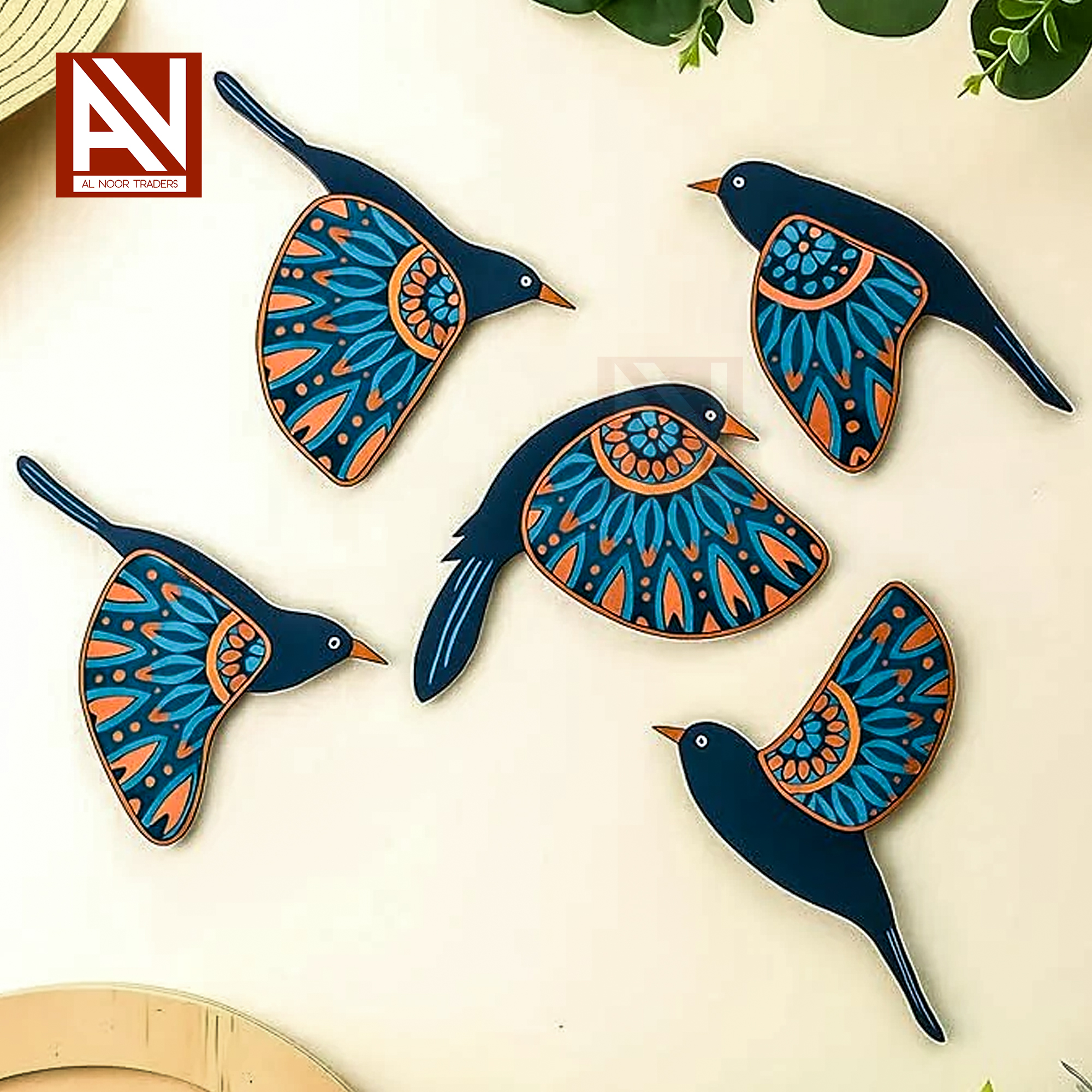 Wooden 3D 5 Pieces Birds for Wall – Decorative Wooden Wall Art  – Al Noor Traders – Decorating Items – Decorating Items For Room – Home Decoration Items – Home Décor – Wall Decoration - Wall Decorative Items - Decore - Decorations