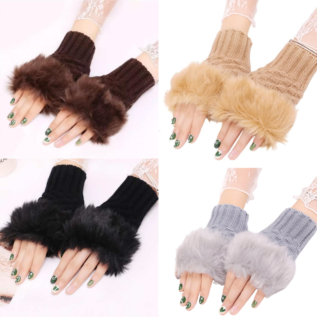 Women Girls Winter Wool Knit Gloves Warm Fingerless Gloves Mitten Crochet Thumbhole Arm Wrist Ultra Soft