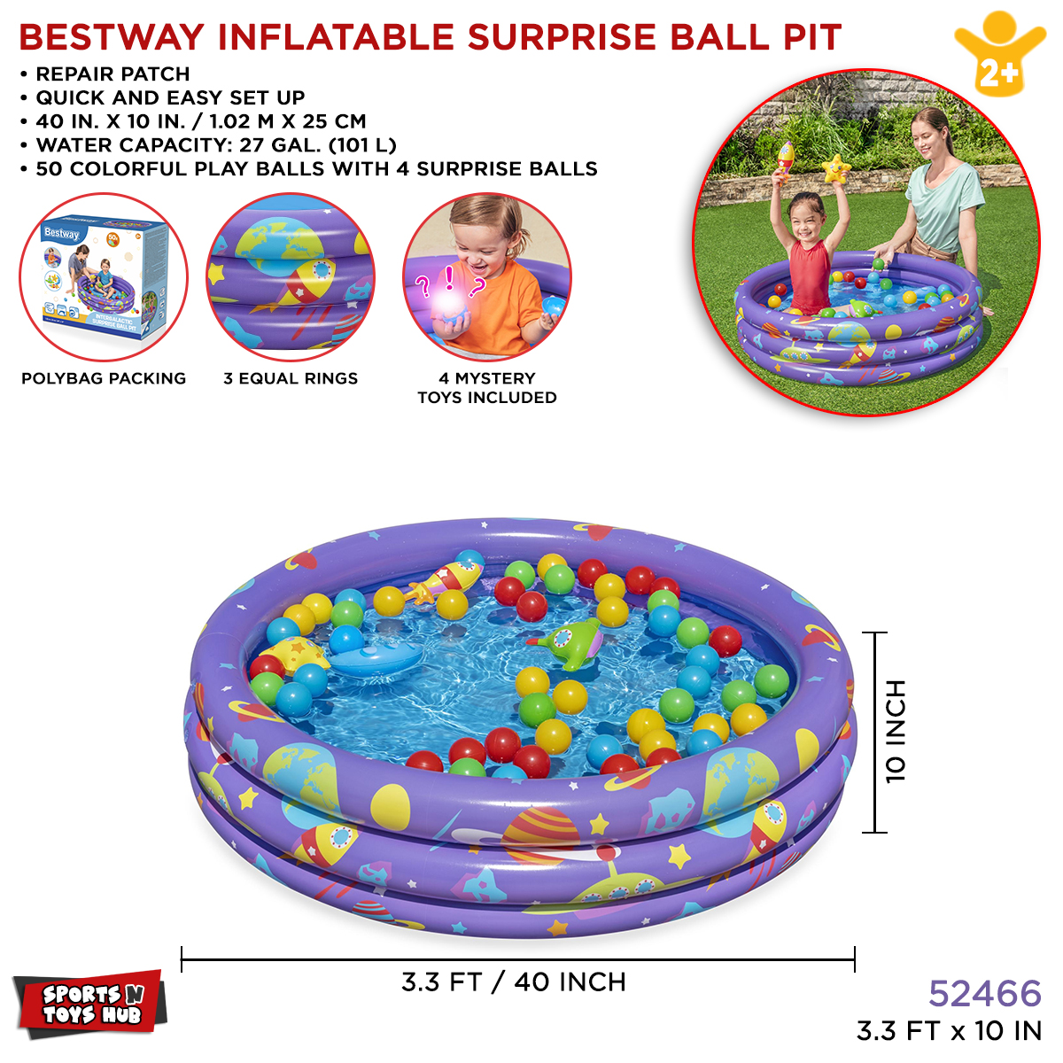 Ft+ Bestway Inflatable Intergalactic Surprise Ball Pit Play
