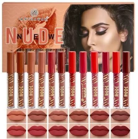12 pcs Nude Matte Liquid Lipstick Set | Long Lasting Smudge-Proof Lip Colors | Full Collection for Daily & Party Makeup