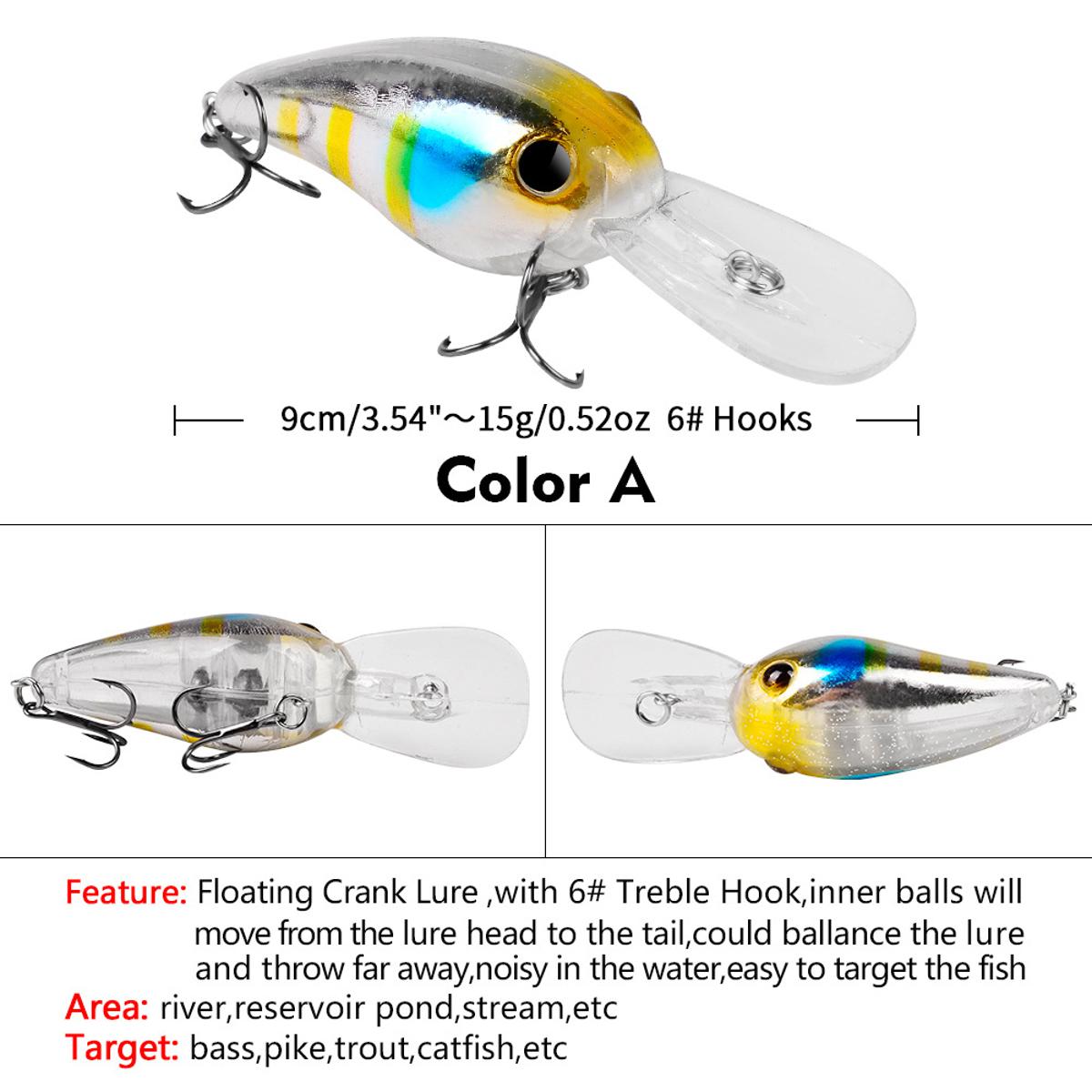 ETOP】1pcs 90mm 15g Crank Fishing Lure Wobbler Floating Plastic Hard Bait  Trout Crankbait Bass Pike Japan Fishing Tackle