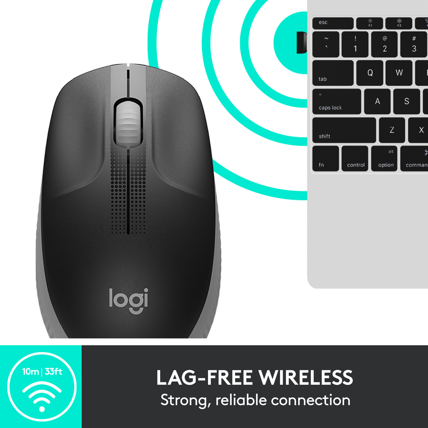 Logitech M191 Full-Size Wireless Mouse (Mid Grey)