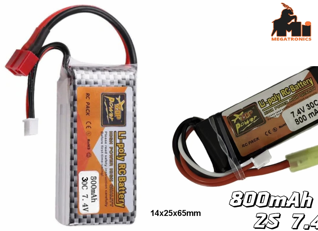 ZOP Power 2S 7.4V 800mAh 30C LiPo Battery | T-Plug Rechargeable Battery for RC Helicopter & Quadcopter (48g)