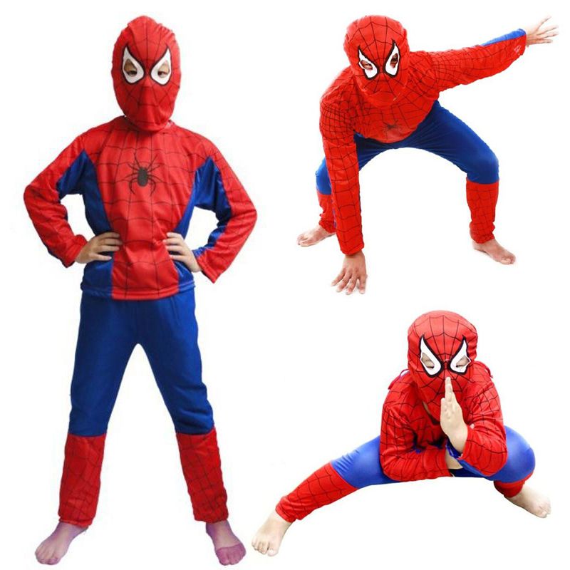Kids Full  Costume Dress Top+Pent+Mask/Flyer(Spiderman / Superman /Batman) 2 years to 10 Years