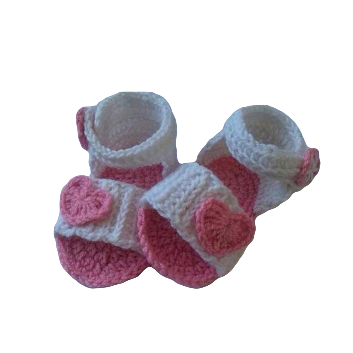 Pink Heart Woolen Handmade Crochet Baby Summer Sandal