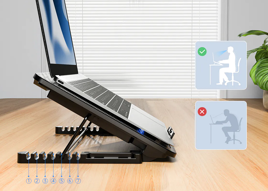 RAPOO CF300 Laptop 8 Fans Cooling Pad with 6-Level Adjustable Silent and Multi-Functional Phone Stand for Laptops up to 17 Inches Black 13 b0cda908fe2074811123fd71964cb415