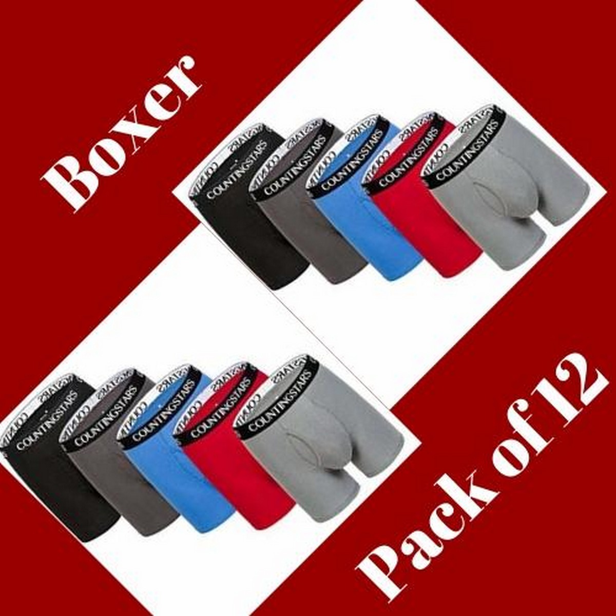 Ajmir Garments - Imported Pack Of 12 - Multi-Color Cotton Boxer For Men - Premium Quality"