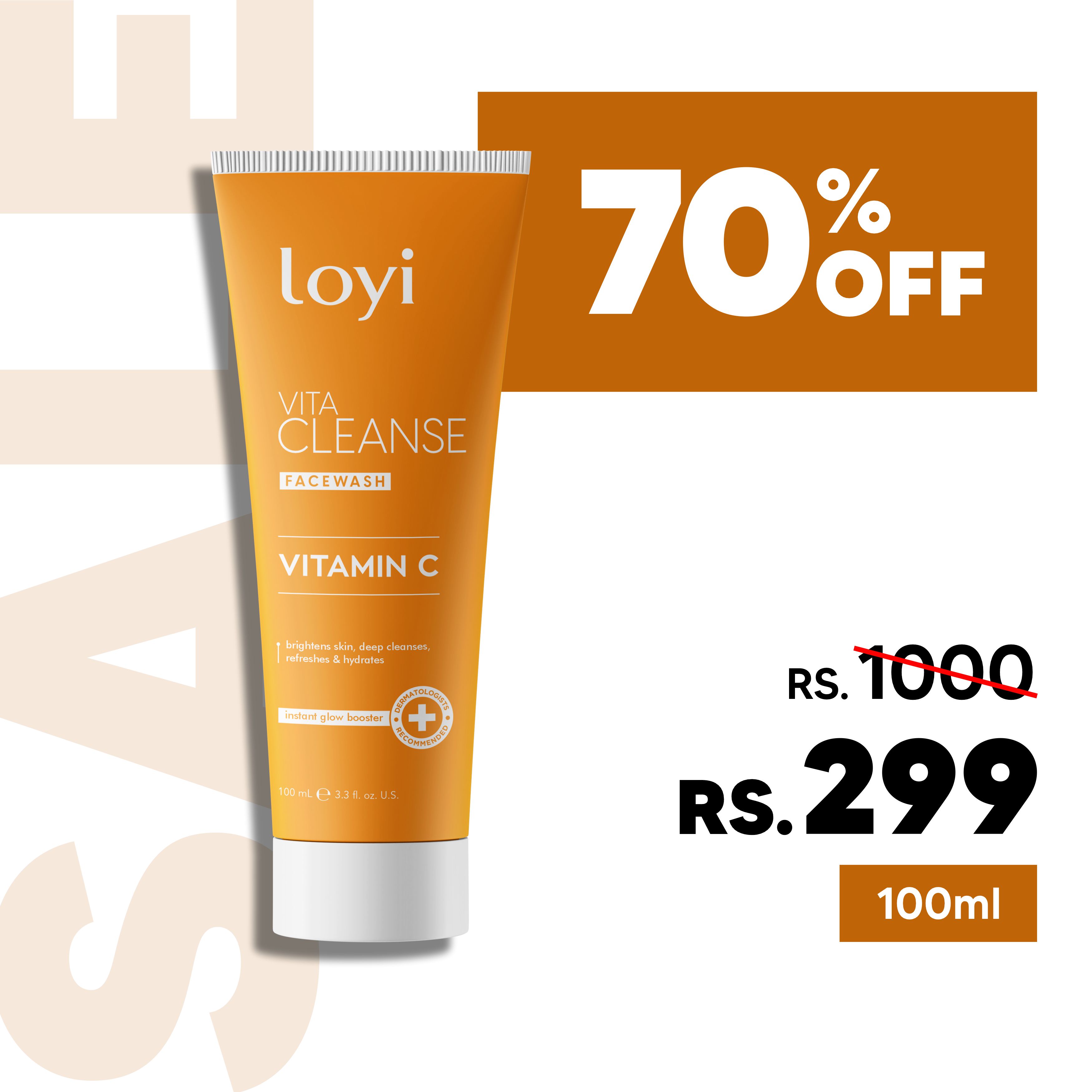 Loyi Vitamin C Face Wash 100ml | Brightening, Deep Cleansing, Oil Control | Gentle Daily Foaming Facewash for All Skin Types