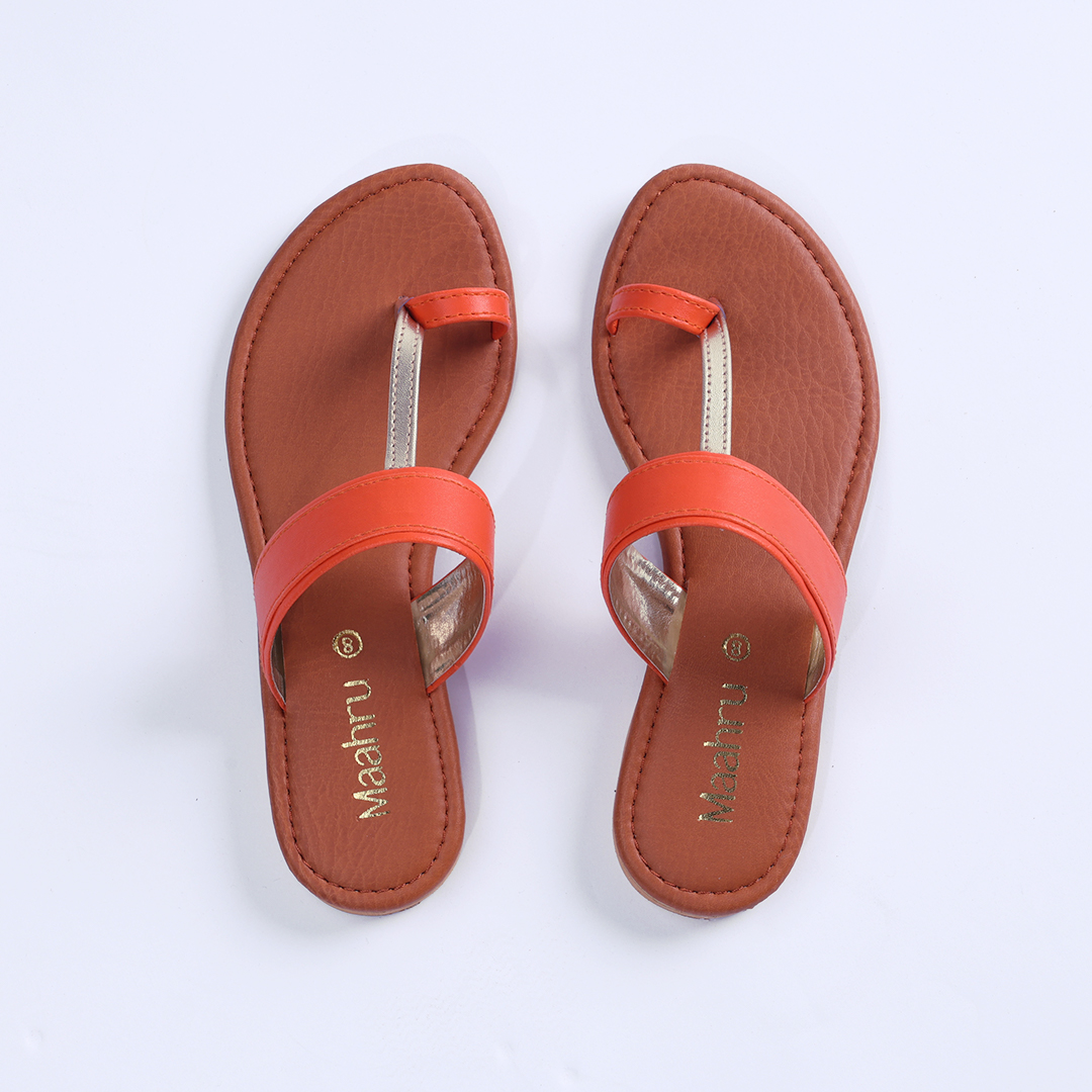 Flat Slippers For Girls & Women - Maahru Summer Orange