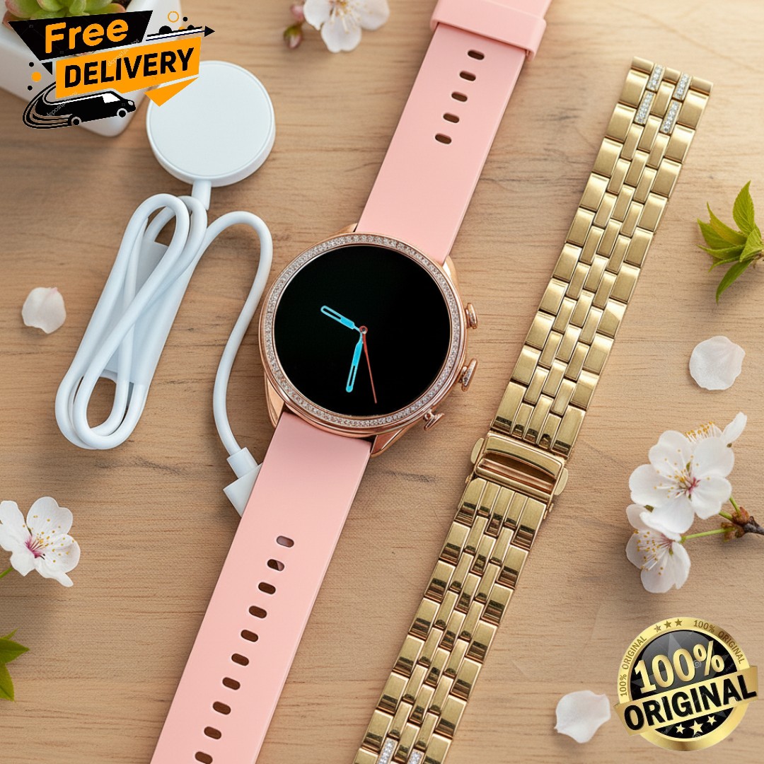 Smart Watch For Girls Gen9 – HD Display 1.3" Screen, Bluetooth Calling, Dual Straps (Rose Gold, Premium Design)