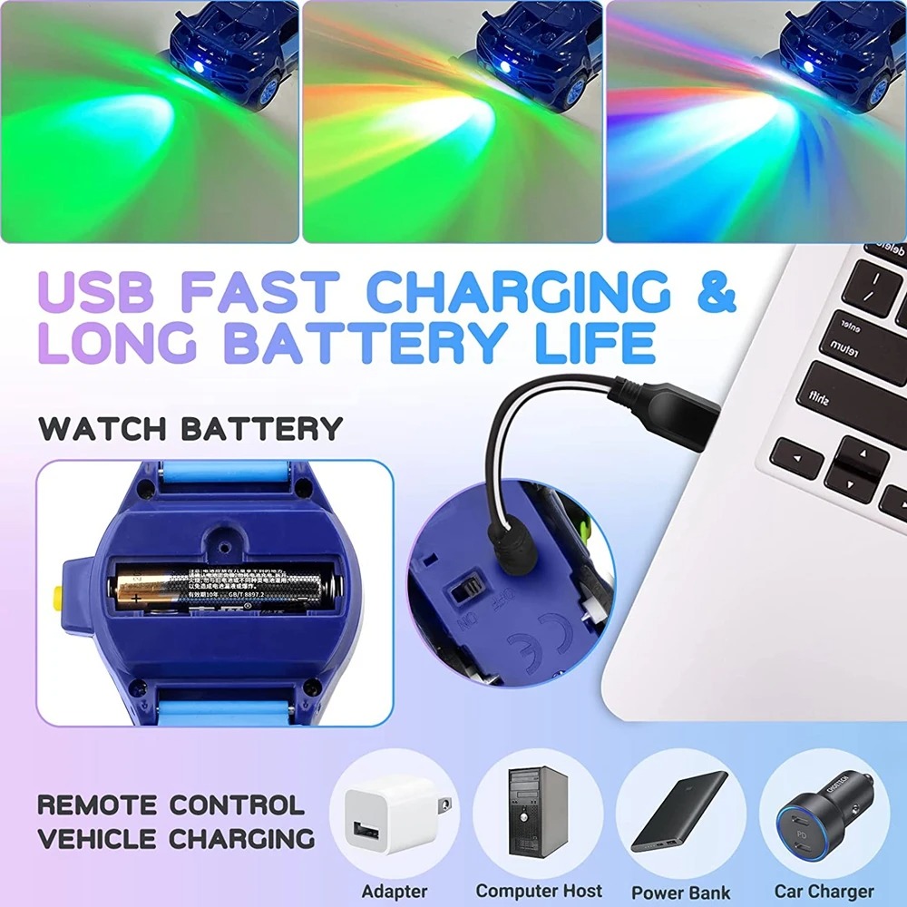 Mini Remote Control Car Watch for Kids, Wristwatch, Electric Toy, Rechargeable, Racing Car, Boys and Girls, Gift, Cartoon