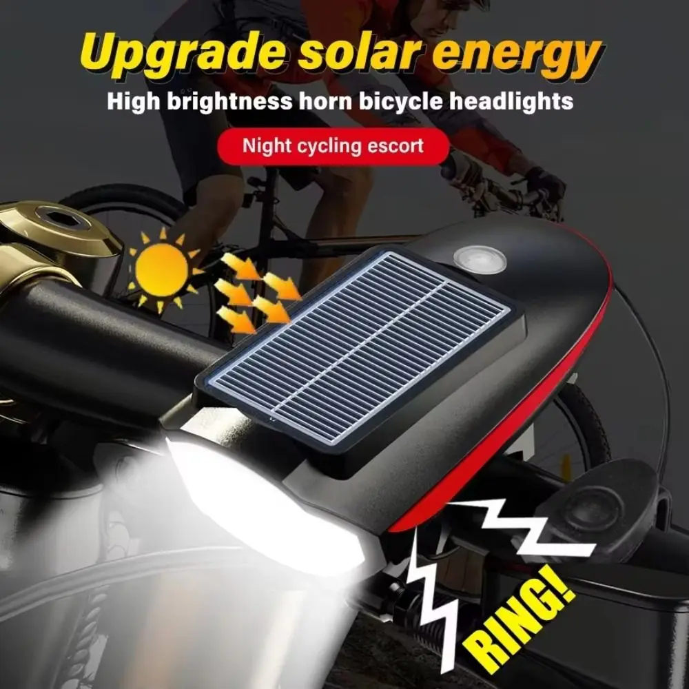 1500 solar energy bike light near and far usb rechargeable bicycle headlights 3 modes with bike bell MTB flashlight for night riding