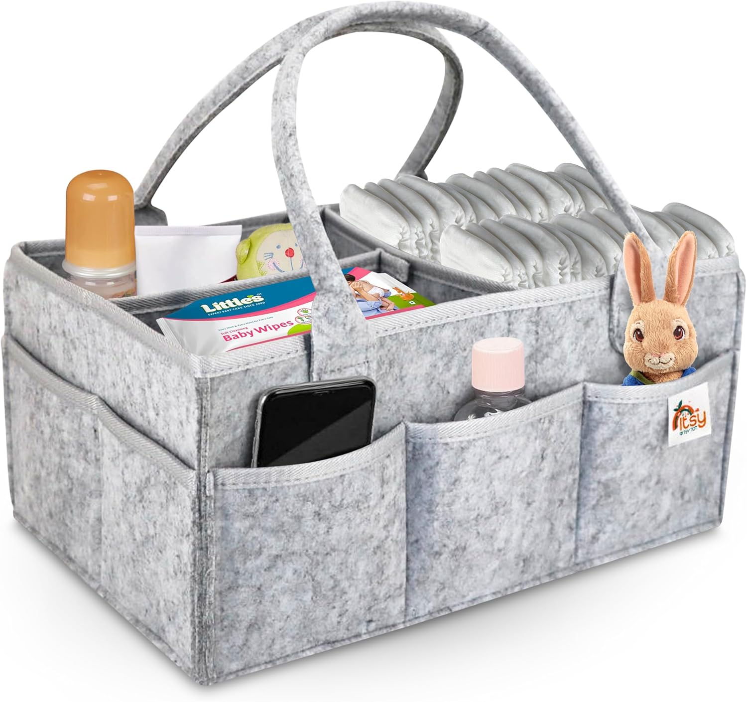 Baby Diaper Caddy Organizer - Portable Storage Basket - Essential Bag for Nursery, Changing Table and Car - Waterproof Liner Is Great for Storing Diapers, Bottles