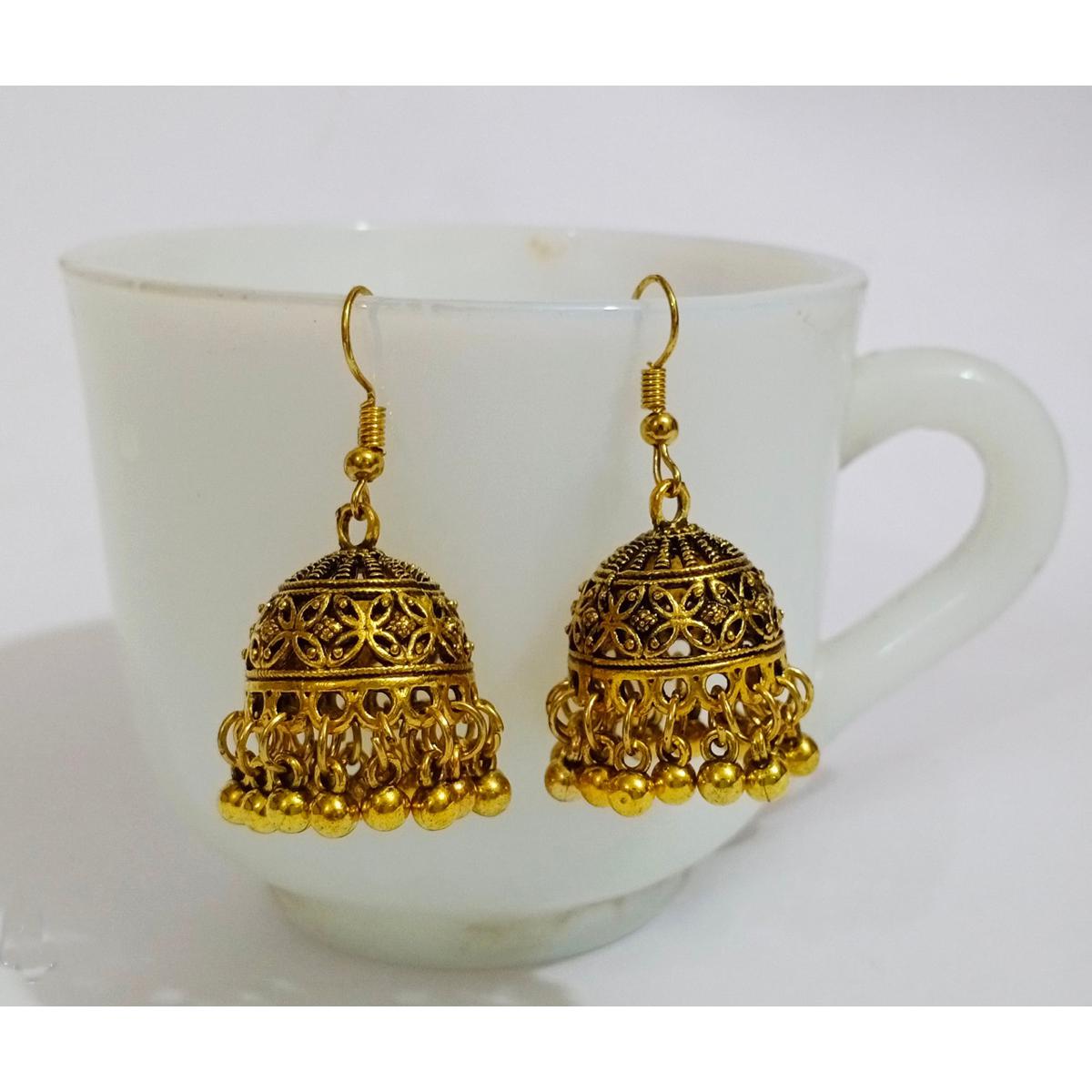Silver Antique Style Golden Jhumki/Earrings For Girls & Woman