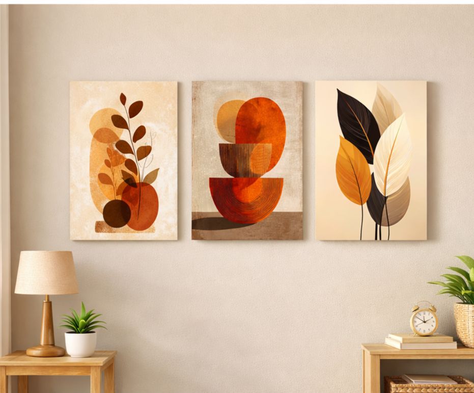 Set of 3 wooden sticky frames , Sticky phototiles, boho art, boho wall art frames, botanical boho art frame, boho design phototile frames for wall decoration