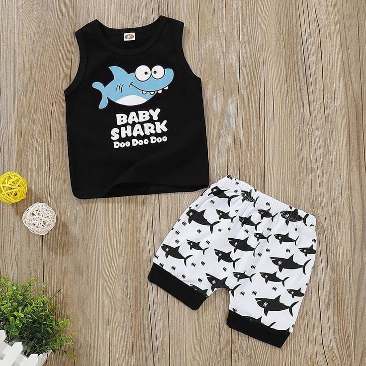 T-Shirts & Sendo And Short Pants For Baby Girls  & Boys Round Neck Short Sleeves Tee Top's Clothes Sets Dresses Outfit