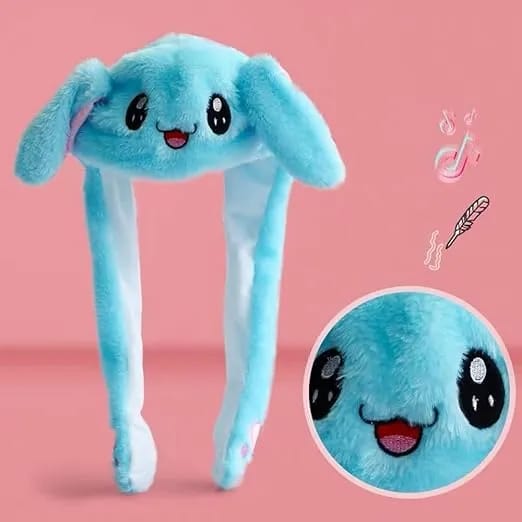 Bunny Hat Moving Ears – Plush Rabbit Hat – Press Paw to Move Ears – Cute Funny Bunny Cap with Animated Ears – Soft Plush Winter Hat for Women, Girls & Kids – Cosplay, Birthday Gift, Party & Photography Accessories