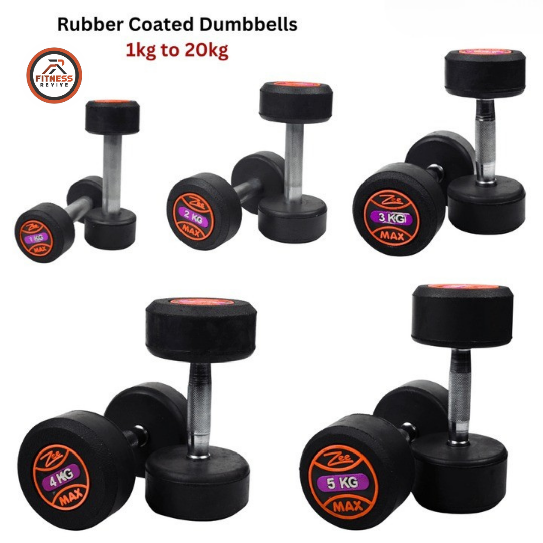 Rubber Coated Dumbbell – Anti-Slip Chrome Knurled Handle Cast Iron Weight for Home Gym & Strength Training | 1kg to 15kg | Floor-Friendly Rubber Finish | Men & Women (Single / Pair)