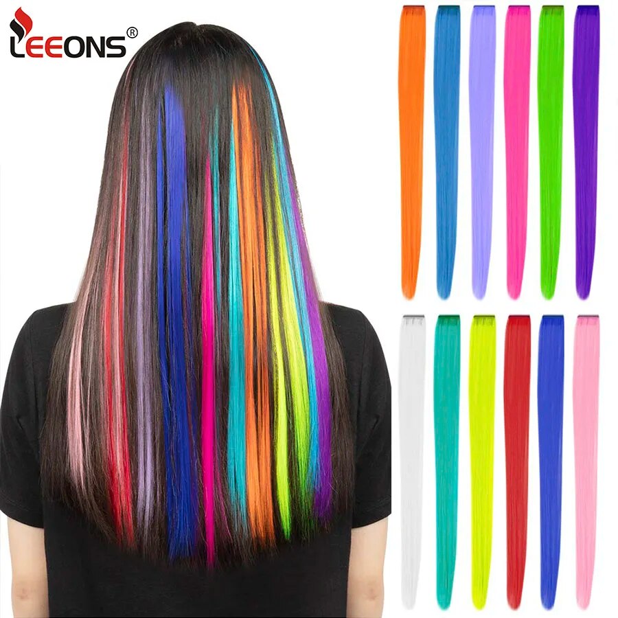 Long Straight one clip Hair Clip Extensions for girls and women's - Multi
