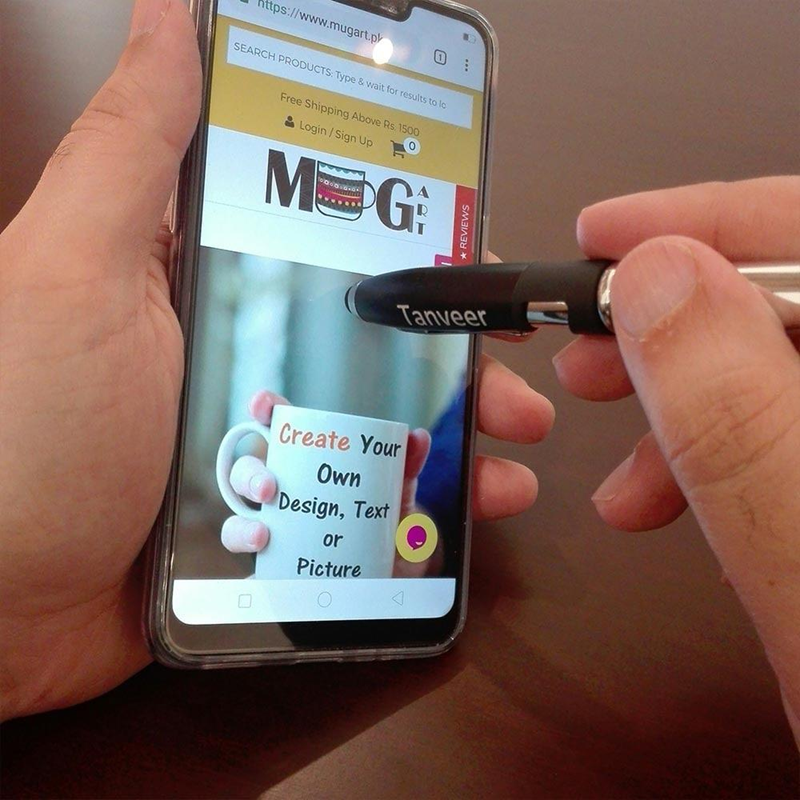 Introducing New Arrival Name Pen With Stylus, Torch & Mobile Holder.