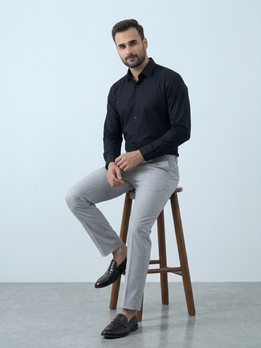 Auditors®️ Mens Semi-Formal Plain Cotton Shirt 2 Colours 100% Pure Cotton Fabric - Code AMS-159
