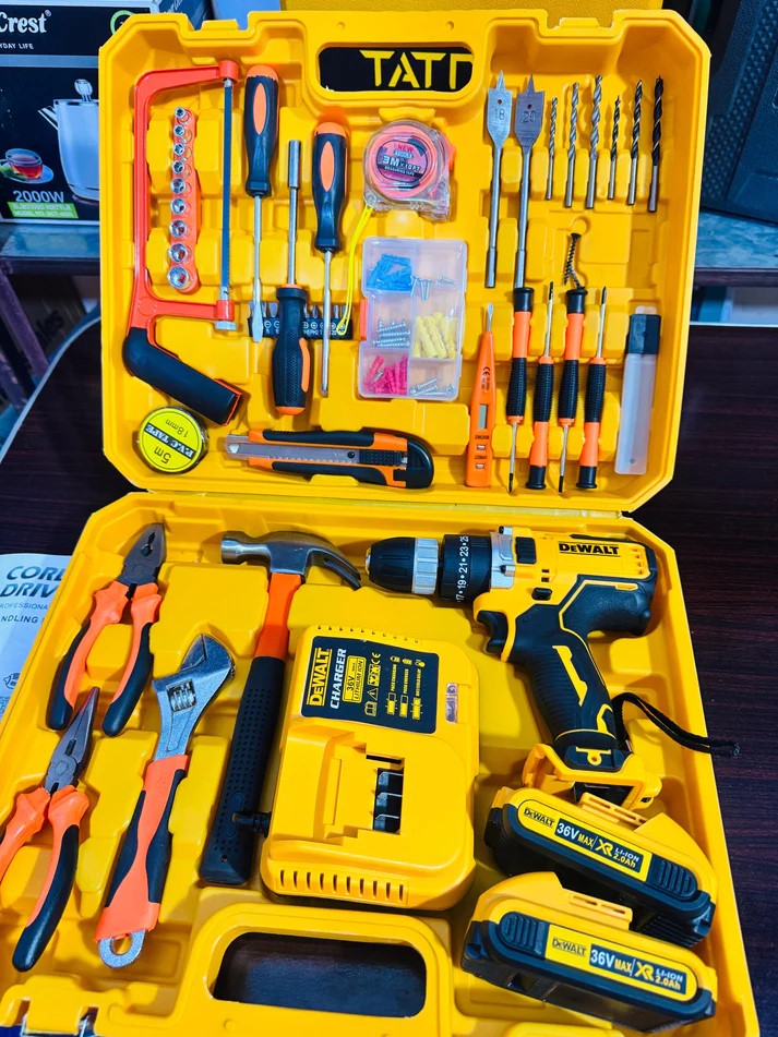 Imported Drill Machine tools Hand Drill Impact Hammer Drill machine with 28 Pieces screws Household Electric Hand Drill Electric Screwdriver High-power Drill Comfortable Grip, High-Power, Drilling Machine For Wall - Pure 100% Copper