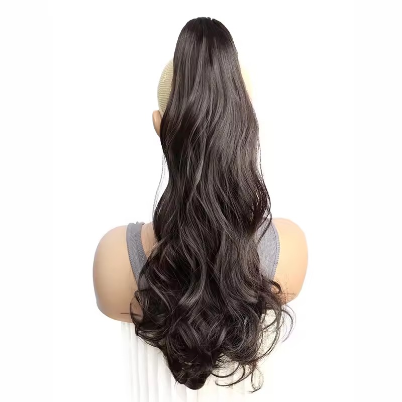 Synthetic Long Straight Claw Clip On Ponytail Hair Extensions 50cm Heat Resistant Pony Tail Hair piece For Women Daily Party