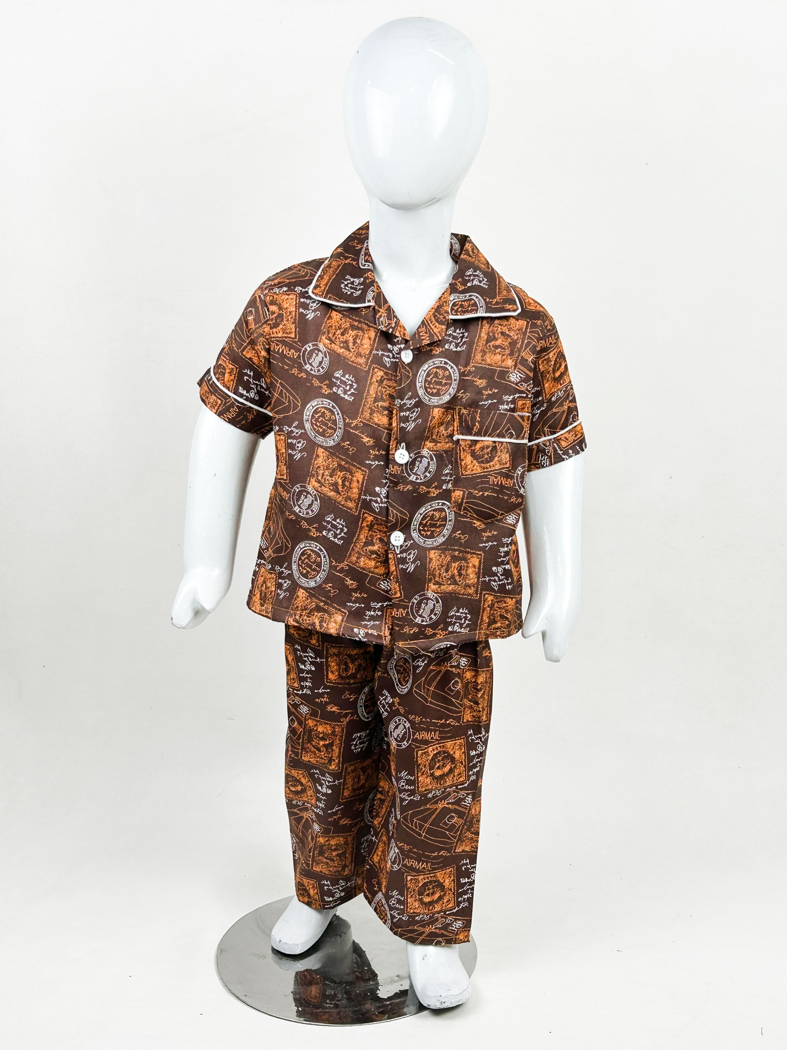 1Yrs - 5Yrs Printed Brown Cotton Night Suit For Kids NG BNS11 price in Pakistan