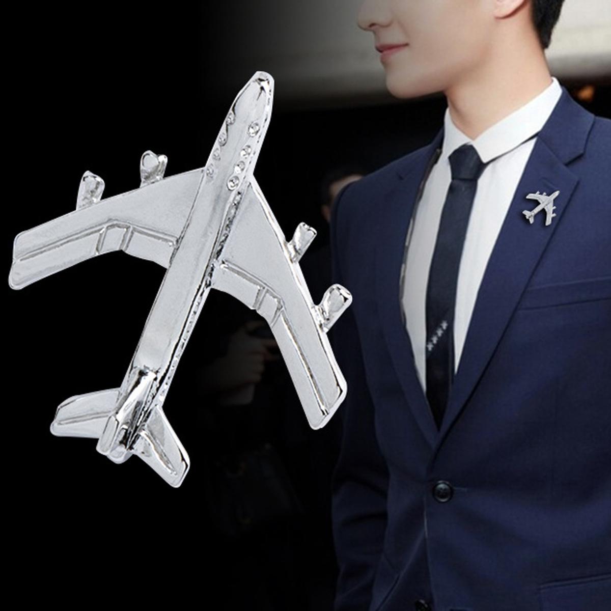 Airplane Brooch for Men Women Suit Lapel Pin Mini Cute Alloy Badge Coat Jacket