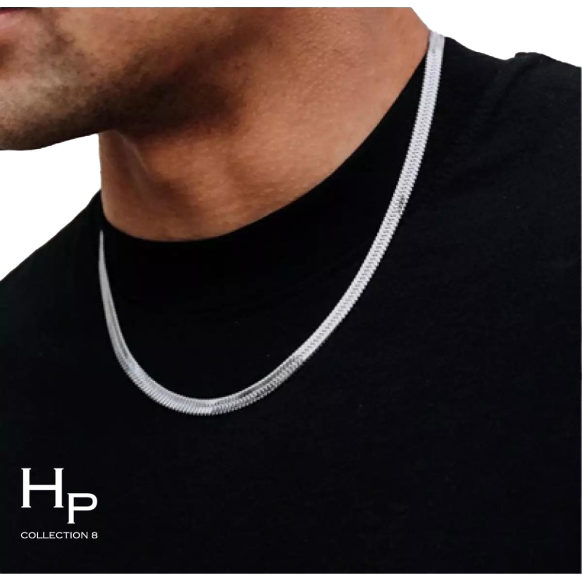Life Time Color Warranty Snake Silver Chain 3mm /55cm, (22 Inches) in Stainless Steel  For Man
