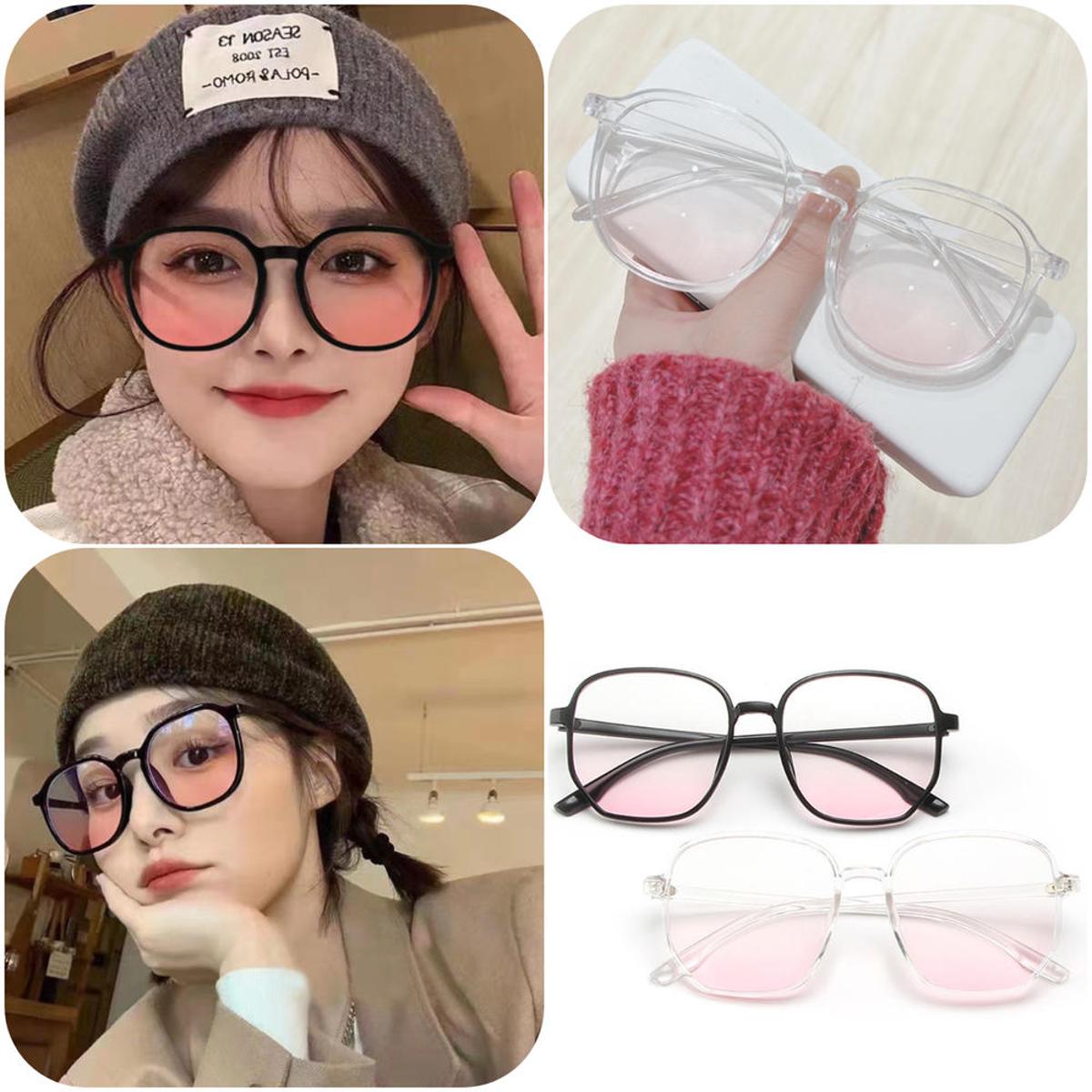 Large Frame Blush Glasses Plastic Frame Cute Girl Makeup free Glasses Full Frame Eyewear Myopia Frames Goggles Daraz.pk