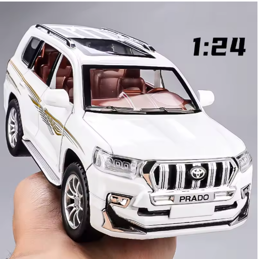 1:24 Toyota Prado Sport Off-Road SUV Diecast  Model Car – Alloy Metal, Sound & Light, Pull-Back Action, Toy Gift for Kids & Collectors