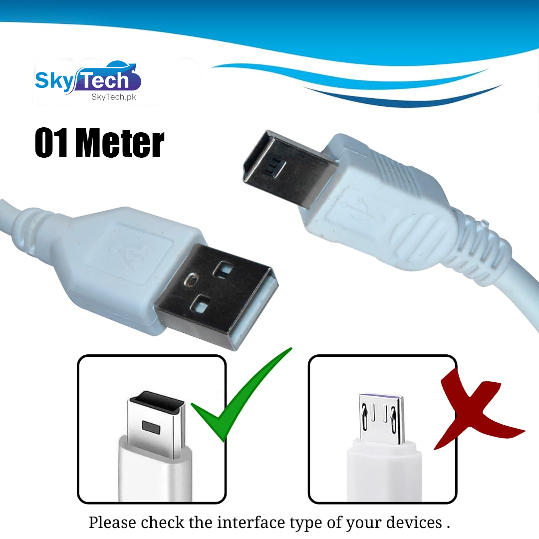 USB A to Mini B Data Transfer USB Charging Cable for PC, Laptop, Car Dash Cam, Digital Camera