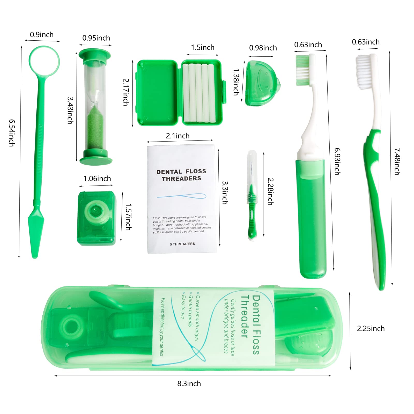 Braces Cleaning Kit for Teeth, Portable Orthodontic Hygiene Kit, Oral Care Dental Travel Kit, Interdental Brush Dental Wax Dental Floss Toothbrush.