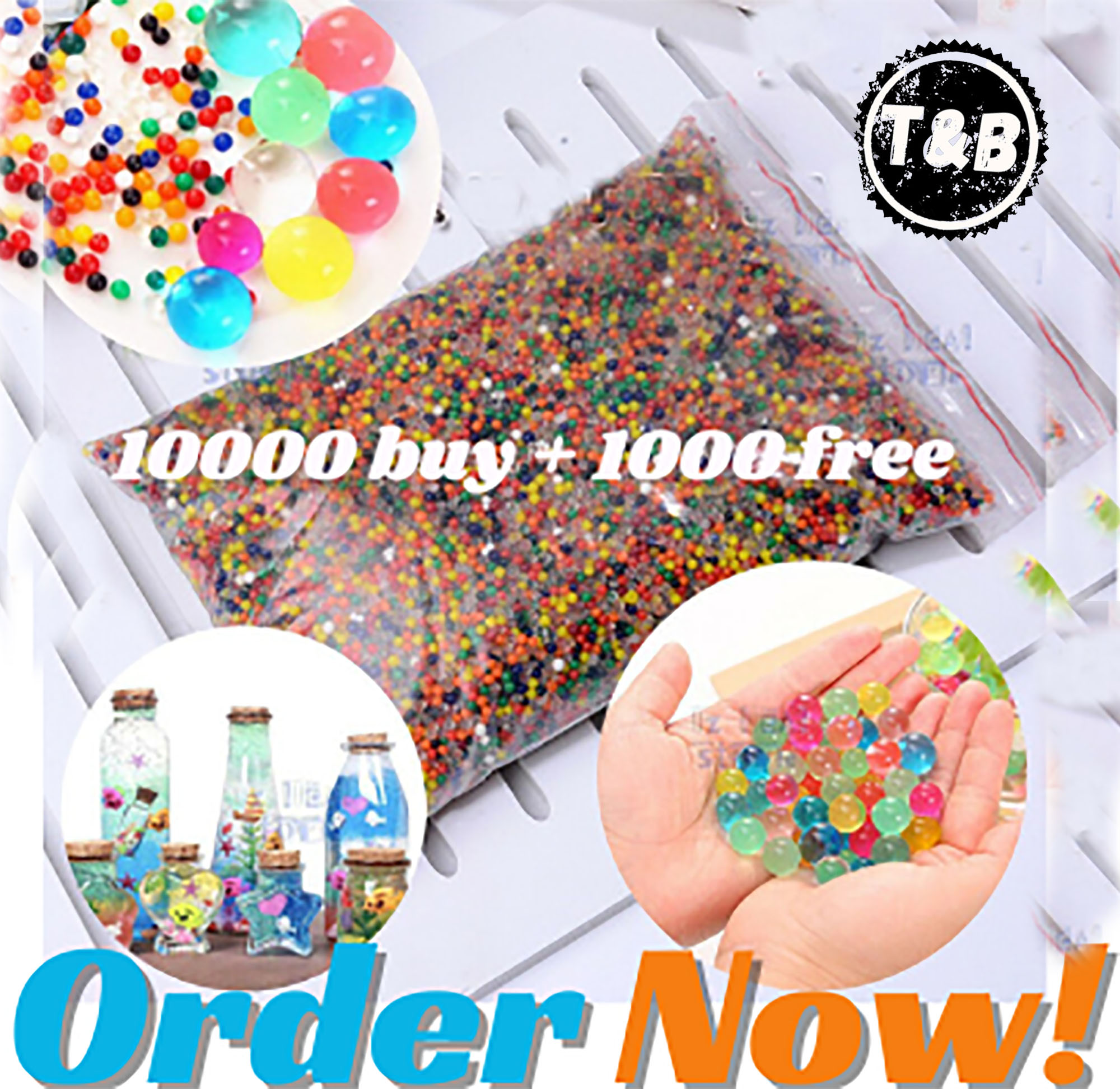 Pack of 10000 Colorful Water Beads Orbeez Water Expanding Jel Balls