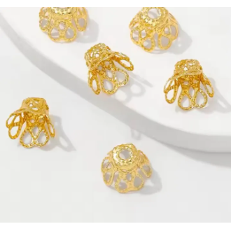 50/100pcs Gold Hollow Flower Bead Caps Filigree Trumpet End Caps for DIY Jewelry Making Necklace Bracelet Accessories