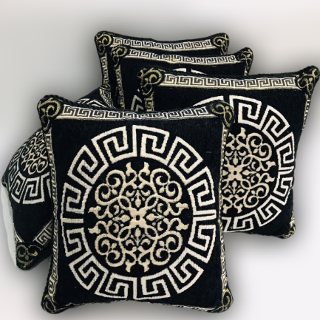Velvet Jacquard Cushion Covers Set - 6 Pcs, 15x15 Inches, High-Quality Fabric