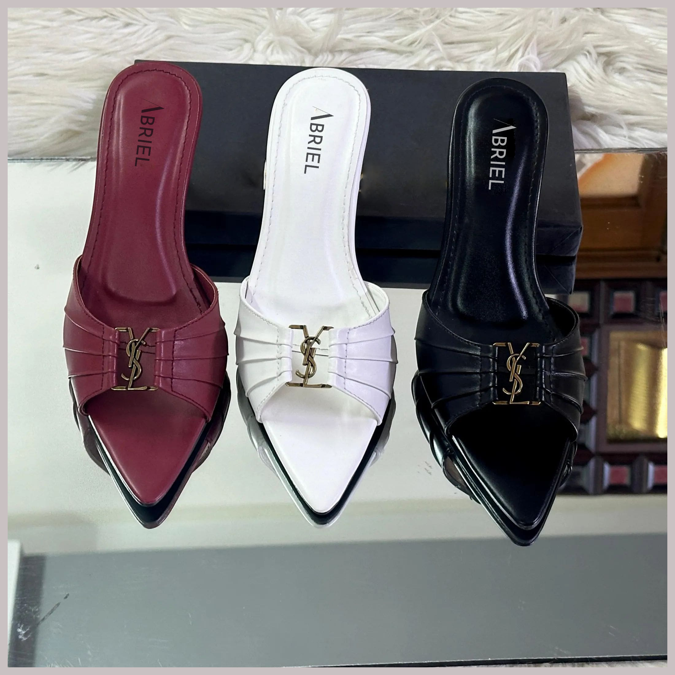 ABRIEL Luxury Slip-On Stiletto Heels for Women | Latest Fancy High Heel Sandals for Girls | Imported Party & Wedding Shoes in Pakistan
