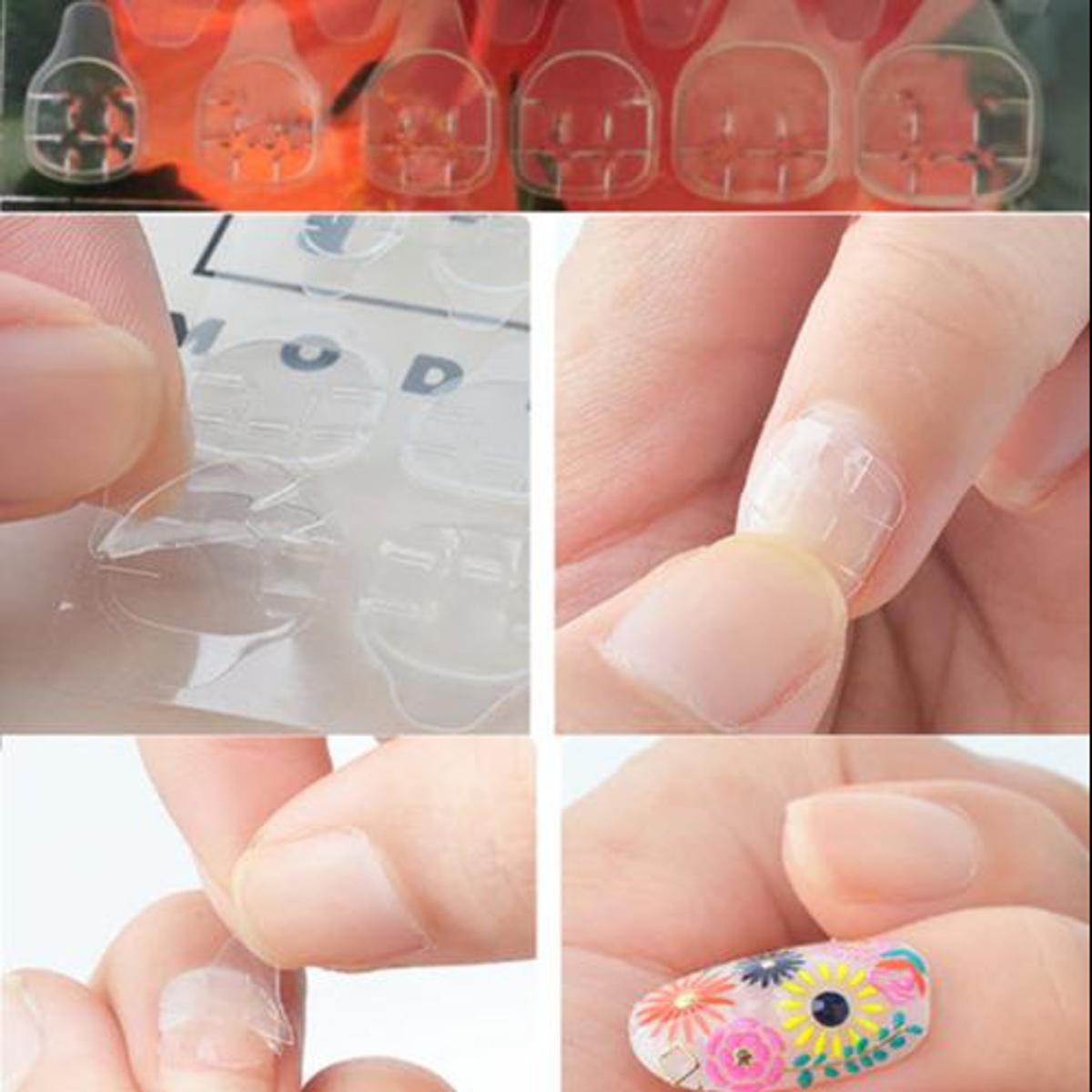 12 Pcs Nail Extension Stick Tools Transparent Double Side Adhesive Tapes Glue Sticker