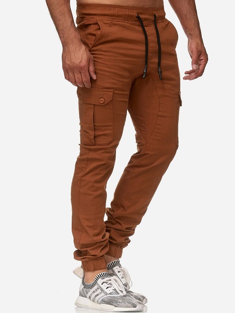 Brown Box Cargo Jogger Trousers for Men