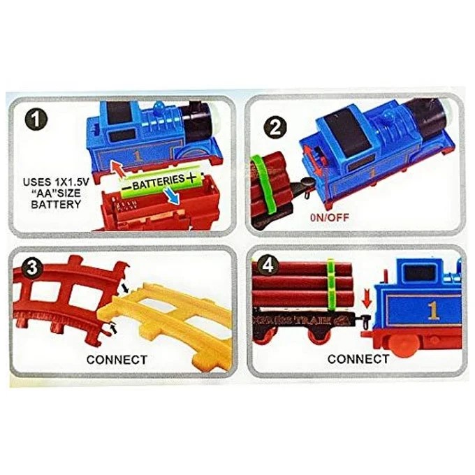 Car Adventure Thomas Cartoon Race Track Toy Set For Kids - Battery Operated Cute Cartoon Track - 11 Pcs Train Set Toy For Kids - Fun Activity set with loving Thomas theme Kids Favorite Character Perfect Gift For Boys and Girls